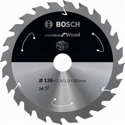 Kreissägeblatt Stand.for Wood AD 136mm Z24 WZ Bohr.20mm Schnitt-B.1,5mm HM BOSCH