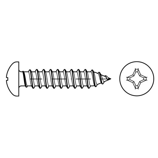 ISO 7049 Linsenkopf-Blechschrauben mit Spitze, Phillips-Kreuzschlitz H | C 2,2 x 6,5-H | 1000 Stück