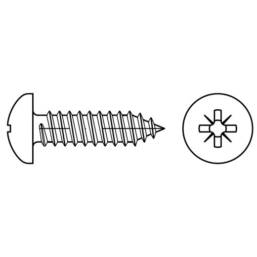 ISO 7049 Linsenkopf-Blechschrauben mit Spitze, Pozidriv-Kreuzschlitz Z | 4,8x 50 -C-Z | 250 Stück