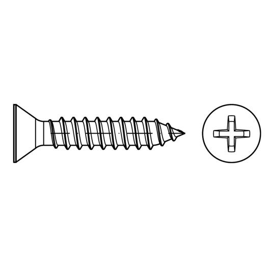 ISO 7050 Senk-Blechschrauben mit Spitze, Phillips-Kreuzschlitz H | 2,2 x 16 -C-H | 1000 Stück