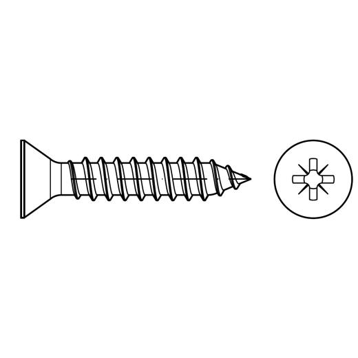 ISO 7050 Senk-Blechschrauben mit Spitze, Pozidriv-Kreuzschlitz Z | 6,3x 70 -C-Z | 250 Stück