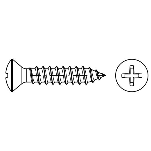 ISO 7051 Linsensenk-Blechschrauben mit Spitze, Phillips-Kreuzschlitz H | 4,2 x 32 -C-H | 500 Stück