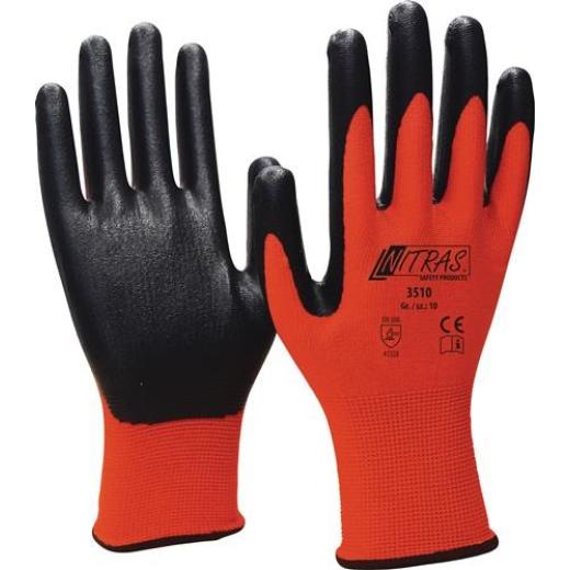 Handschuhe Nitril Foam Gr.8 rot/schwarz Nyl.m.Nitrilschaum EN 388 PSA II NITRAS | 12 Stück