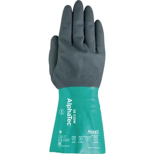 Chemiehandschuh Alpha-Tec 58-530W Gr.10 grün/grau EN 388,EN 374,EN 1149 Kat.III | 6 Stück