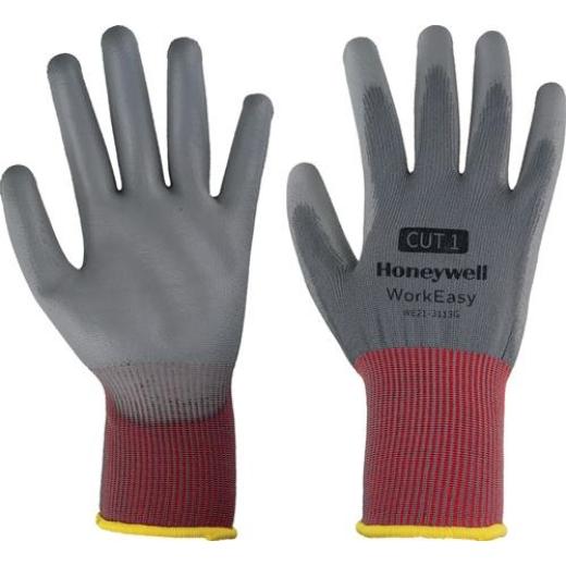 Handschuh Workeasy 13G GY PU 1 Gr.9 grau/rot EN 388 PSA II HONEYWELL | 10 Stück