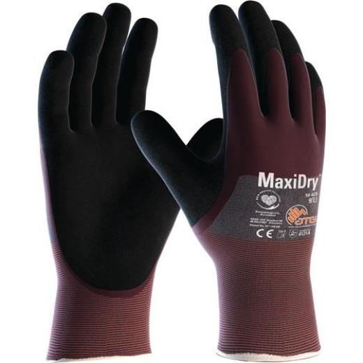 Handschuhe MaxiDry® 56-425 Gr.10 violett/schwarz EN 388 PSA II ATG | 12 Stück