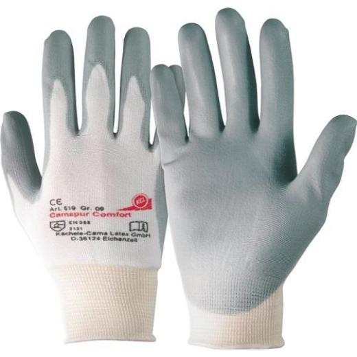 Handschuhe Camapur Comfort 619 Gr.11 weiß/grau Polyamid mitPUR EN 388 Kat.II | 10 Stück