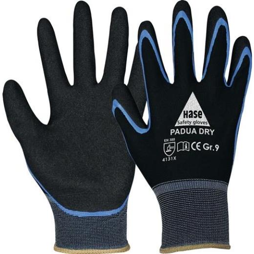 Handschuhe Padua Dry Gr.9 schwarz EN 388 PSA II HASE | 10 Stück