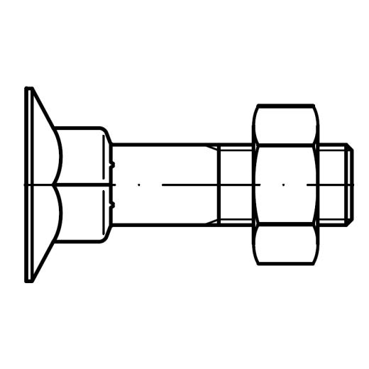 DIN 605 mit Mutter | M 10 x 40 mm | 100 Stück