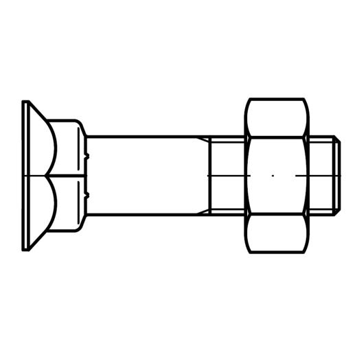 DIN 608 mit Mutter | Stahl 8.8 | M 16 x 55 mm | 50 Stück