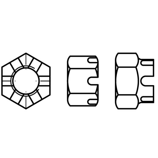 Kronenmuttern DIN 935 -1 6 | M 10 x 1 SW 17 mm | 100 Stück