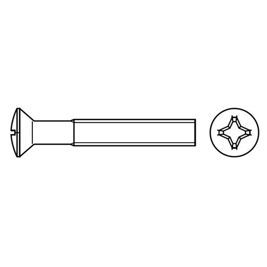 Linsensenkschrauben DIN 966 4.8 | M 4 x 50 mm H | galvanisch verzikt | Kleinpackung | 200 Stück