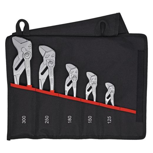 Zangenschlüsselset Inh.5-tlg.verchr.Rolltasche KNIPEX