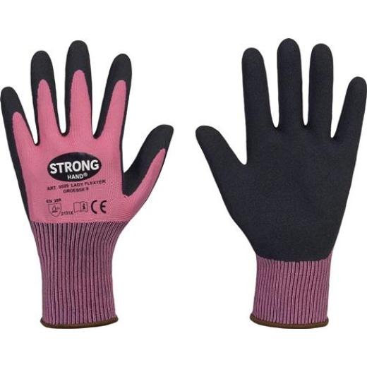 Handschuhe LADY FLEXTER Gr.8 pink/schwarz EN 420/EN 388 PSA II STRONGHAND | 12 Stück