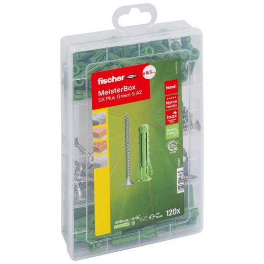 fischer Meister-Box Greenline Spreizdübel SX + A2 Schraube (120 Teile)