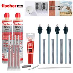 fischer TherMax Befestigungsset für Lochsteine, 16/170 M12 gvz - 4er Set